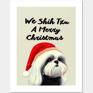 White Shih Tzu Maltese Puppy Christmas Crusty White Dog Mom of Malshi Posters and Art